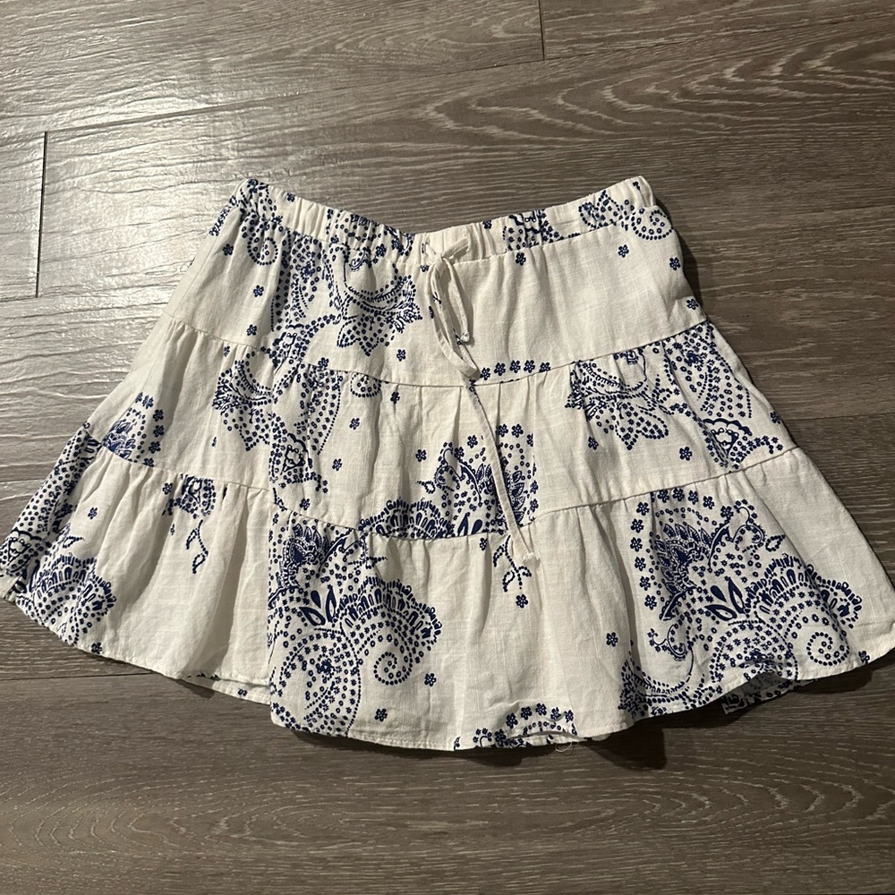 Stradivarius Blue and White Mini Skirt